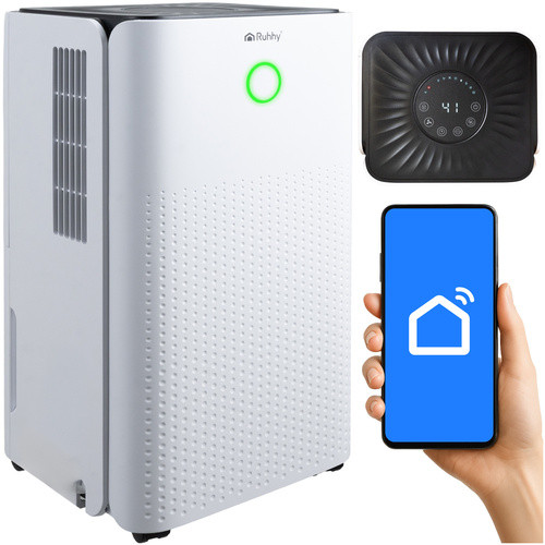 Dezumidificator de aer 12 litri/24h, control WiFi, umidostat, higrometru, temporizator, rezervor 2 litri, cu roti - imagine 7